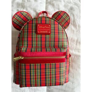 Disney Parks Christmas 2024 Classic Plaid Loungefly Backpack, BNWT